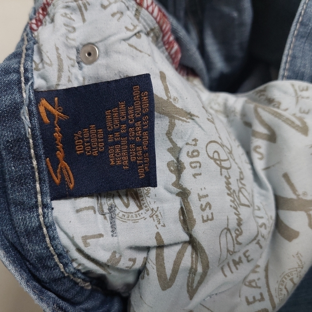 Seven 7 Blue Pants Denim Jeans Men Distressed Straight Fit Size 36 - Picture 9 of 14